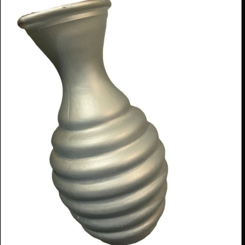 Green Glass Groove Vase Pitcher Made In Spain